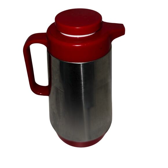 Vintage Corning Thermique Red & Chrome Carafe 10” Mid Century Coffee Server - Picture 5 of 12